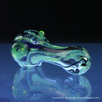 Cuchara de cristal de la pipa de la mano para el humo con los detalles de Dichro (ES-HP-085)